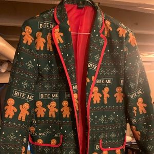Mens “Bite me” Christmas holiday jacket ugly large